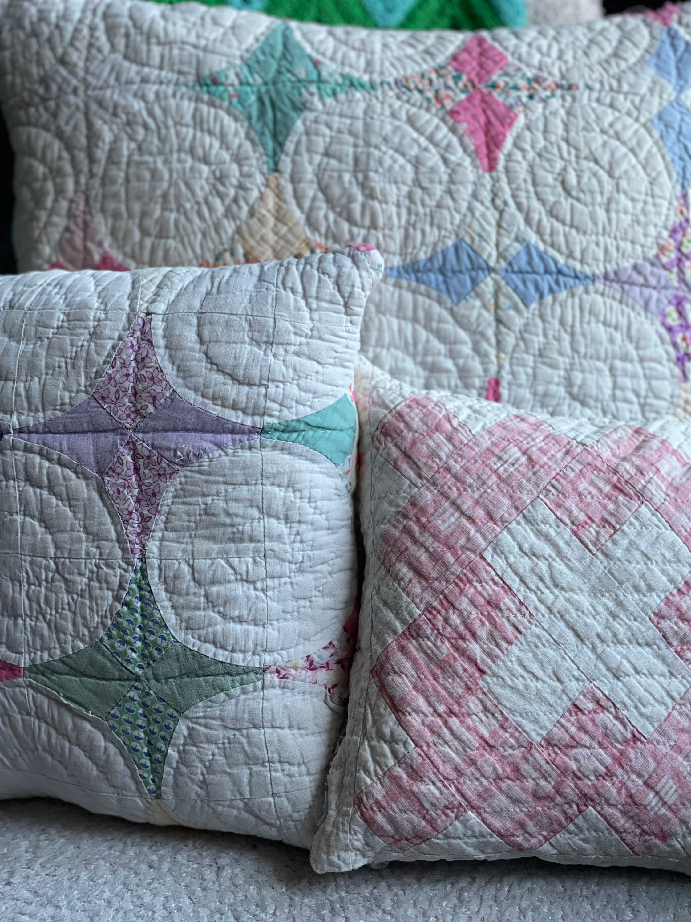 Antique Quilt Pillow Cover/multicolor Upcycled Antique Quilt Etsy