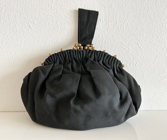 Vintage Black Pouch Evening Bag - Unique Evening … - image 1