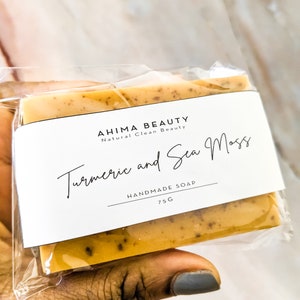 May include: Ahimsa Beauty Natural Clean Beauty Turmeric and Sea Moss Handmade Soap, 75g