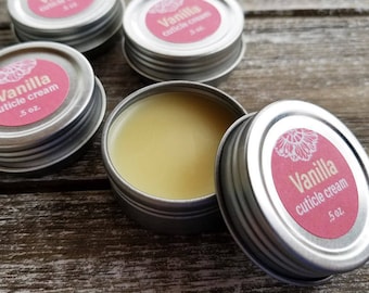 Vanilla Cuticle Cream / Cuticle Oil / Nail Care / Cuticle Balm / Manicure / Natural Skincare / Hand Salve / - .5 oz. with reusable tin