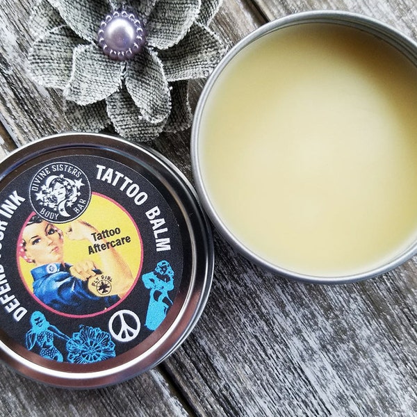 Organic Tattoo Balm / Tattoo Salve / Tattoo Aftercare Balm / Tattoo Balm / Tattoo Brightener / Tattoo Ointment / Natural Skincare