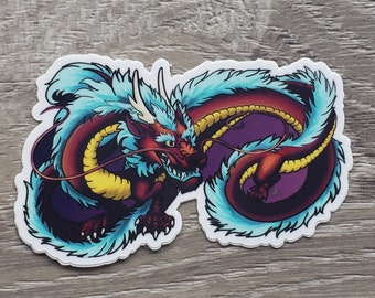 Rode Aziatische Draak Vinyl Sticker
