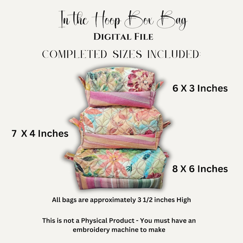 In The Hoop Machine Embroidery Pattern Floral Quilted Bag DIY Cosmetic Bag Zipper Makeup Travel Organizer Box Bag Embroidery Pattern image 3