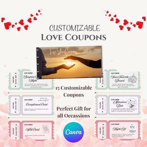Libro de cupones de amor Imprimible en formato PDF Cupones de amor editables Cupones de pareja Regalo para él Regalo para ella Regalo de cumpleaños Regalo de aniversario Imprimible
