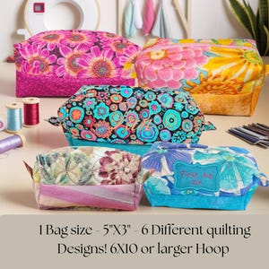 Puede incluir: Seis neceseres acolchados con diseños florales en varios colores, incluyendo rosa, azul y amarillo. Cada neceser mide aproximadamente 12,7 cm por 7,6 cm. Uno de los neceseres tiene el texto "First Aid Kit".