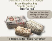 In The Hoop Machine Embroidery Pattern Travel Organizer Stipple Quilted Bag Digital Download Cosmetic Bag DIY Cosmetic Pouch Zipper Makeup