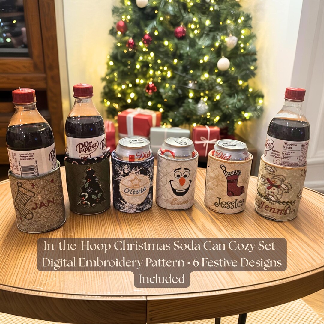 In the Hoop Christmas Soda Can Cozy Pattern, Digital Embroidery Design for  7x12 Hoop, Holiday Drink Holder ITH Project - Etsy Israel, image size:1080x1080