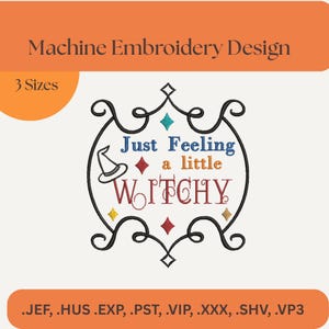 Witch Embroidery Design, In-the-Hoop Digital Pattern for T-shirts, Fall Decor, Autumn Crafts, Machine Embroidery Files