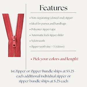 Create Your Own Zipper Set #3 Nylon Coil Closed-End, Pick Colors, 7–16 Inch Lengths, Ideal for Purses, Makeup Bags, Sewing Wholesale Zippers Bild 2