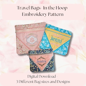 Machine Embroidery Design In The Hoop Pattern Bag Travel Organizer Hatch Bag Digital Download Pattern DIY Zipper ITH Bag Makeup Bag Design