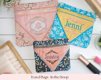 Machine Embroidery Design In The Hoop Pattern Bag Travel Organizer Hatch Bag Digital Download Pattern DIY Zipper ITH Bag Makeup Bag Design