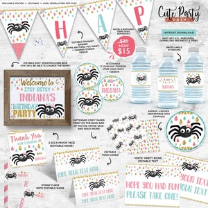 Itsy Bitsy Spider Birthday Decorations: Printable Decor (Digital Download)