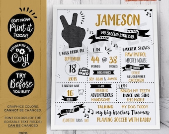 Letrero de pizarra de cumpleaños "Two Legit To Quit": Decoración para fiesta de hip hop (Editable, descarga instantánea)