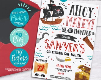 pirate invitations etsy