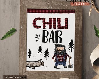 INSTANT DOWNLOAD - Doodly Lumberjack Birthday Sign Lumberjack first birthday decorations Lumberjack bash sign Chili Bar