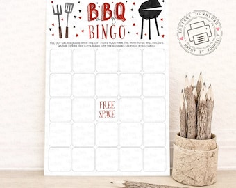 Carte de jeu de bingo pour baby shower barbecue (téléchargement instantané)