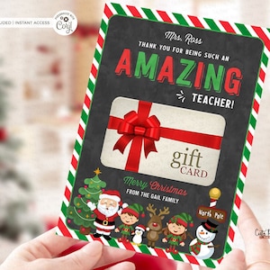 Modelo editável de agradecimento de Natal por ser um incrível porta-cartão de presente para professor, porta-cartão de presente de feriado para impressão DOWNLOAD INSTANTÂNEO 600