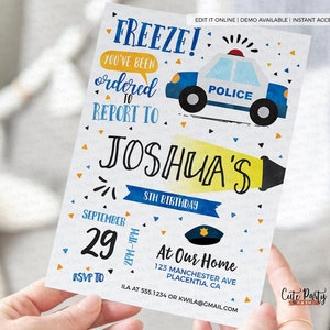 Police Birthday invitation Printable INSTANT DOWNLOAD Editable Cops and Robbers Party invitation police officer birthday Policemen 490 image 1