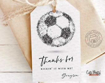 Editable Soccer Birthday Favor Tags: Printable Sports Party (Digital Download)