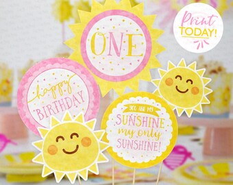 INSTANT DOWNLOAD, You are my Sunshine Birthday centerpiece first birthday Sunshine Birthday Garland sunshine printable decor digital 481