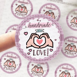 Handmade With Love Stickers: Small Business Packaging Labels (INSTANT DOWNLOAD)