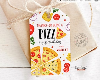 Editable Pizza Party Favor Tags: Printable Birthday Thank You (Instant Download)
