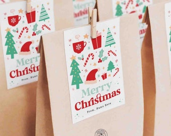Editable Merry Christmas gift tags printable INSTANT DOWNLOAD Editable Retro Happy Holidays gift Tag Minimal Merry Christmas gift for