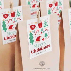 Bearbeitbare frohe Weihnachten Geschenkanhänger druckbare SOFORTIGER DOWNLOAD bearbeitbare Retro frohe Feiertage Geschenkanhänger minimale frohe Weihnachtsgeschenk für