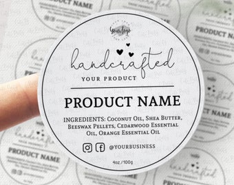 Round Product Label editable template, INSTANT DOWNLOAD, Add your logo, Jar Circle Label, Bottle Sticker, Ingredients Corjl BU001 labeling