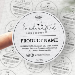 Round Product Label editable template, INSTANT DOWNLOAD, Add your logo, Jar Circle Label, Bottle Sticker, Ingredients Corjl BU001 labeling