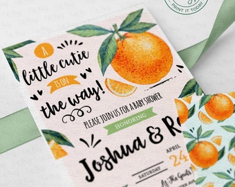 Clementine Baby Shower Invitation: Orange Citrus Theme (Corjl Editable, Digital Download)