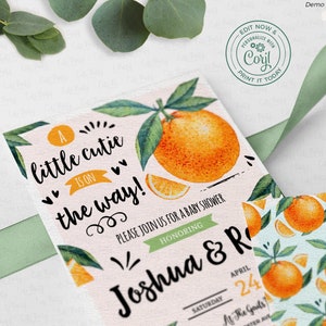 Clementine Baby Shower Invitation: Orange Citrus Theme (Corjl Editable, Digital Download)