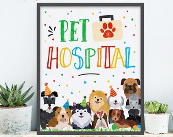 INSTANT DOWNLOAD - Puppy Pet Hospital Sign Pet adoption party Adopt a Puppy Pet Puppy Birthday Party Puppy Dog Adoption Digital download