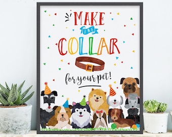 Puppy Adoption Party Sign: Make a Collar Printable (Digital Download)