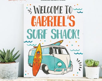 INSTANT DOWNLOAD - EDITABLE Surf's Up Party Decorations welcome sign Beach Surf Birthday decor Printable Surf party Surf birthday party 436