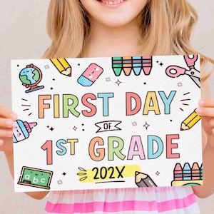 Panneau modifiable pour la première journée d&#39;école : tableau photo accessoire (téléchargement instantané, imprimable 8 x 10/16 x 20 po.)
