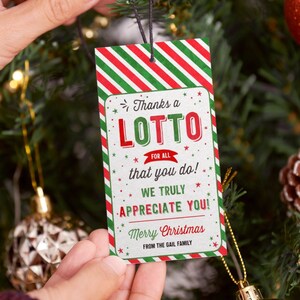 Thanks a Lotto for All you do Christmas Lottery Gift Tag, Lotto Tags, Lehrer pto Danke Mitarbeiter Schule, SOFORTIGER DOWNLOAD EDITABLE 600
