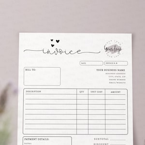 Invoice Template editable, INSTANT DOWNLOAD, Printable Small business custom order form download, Corjl Order Form BU001 Pink Order Form