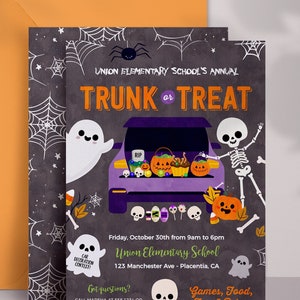 Editable Trunk or Treat Flyer Invitation Community Halloween - Etsy