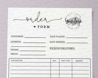 Order Form Template editable, INSTANT DOWNLOAD, Printable Small business custom order form download, Corjl Editable Order Form BU001 Billing