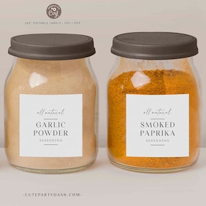 Editable Minimalist Herb & Spice Labels: Modern Pantry (Instant Download)
