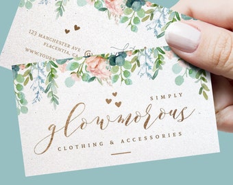 Greenery Business card template, Editable Floral greenery business card feminine template INSTANT DOWNLOAD Professional business card BU003