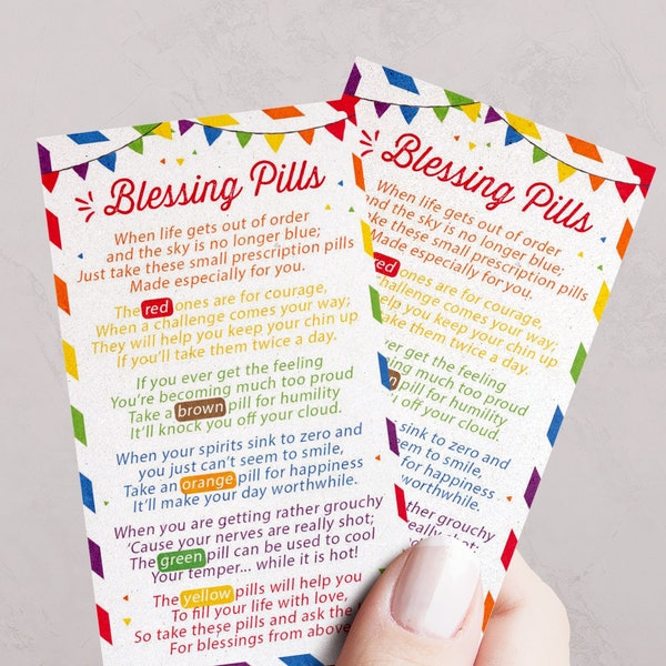 Blessing Pills Poem Gift Tags: Teacher/Staff Appreciation (Instant Download)