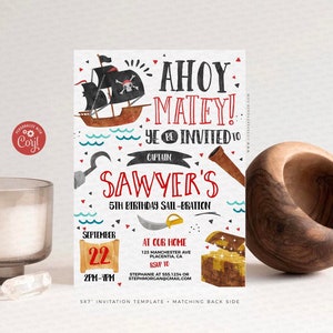 Pirate Birthday Invitation: Editable Party Invite (Digital Download)