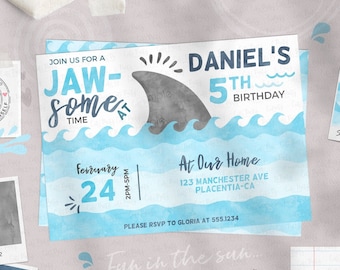 Shark Birthday Invitation: Editable Under the Sea Party (Digital Download)