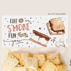 INSTANT DOWNLOAD, EDITABLE Smores Valentine's Day Printable Bag topper, S'more Fun Valentine Treat Toppers, Valentine's gift loot Bag 456
