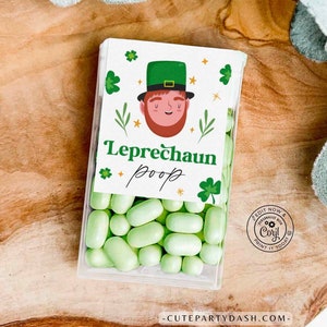 Editable Leprechaun Poop Mint Treat labels, St. Patrick's day gift, St. Paddy's Party Favors, Printable Tic Tac sticker INSTANT DOWNLOAD