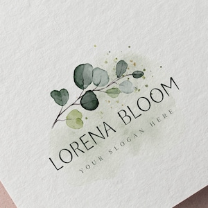 Watercolor Greenery Logo Design: Editable Herbal Branding (Instant Download)