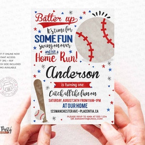 INSTANT DOWNLOAD Baseball Birthday Party Invitation, Baseball Boy ...