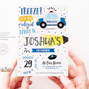 Police Birthday invitation Printable INSTANT DOWNLOAD Editable Cops and Robbers Party invitation police officer birthday Policemen #490